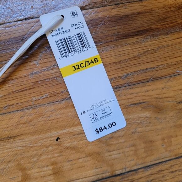 Anne Cole Women's Underwire Tankini Top Coloful Leaf Print Size 32C / 34B - Picture 6 of 12